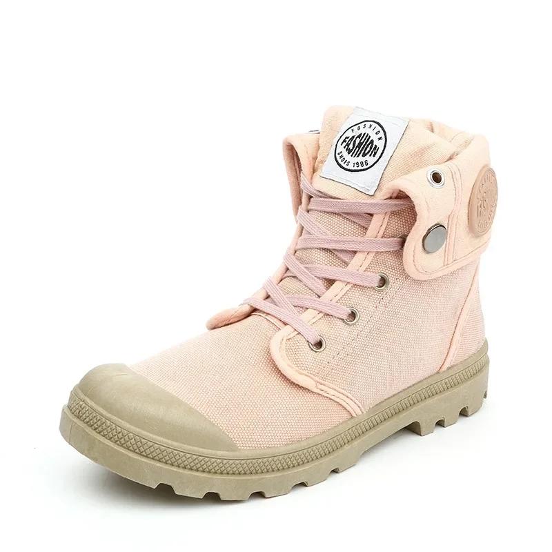 Fashion Women's Canvas Shoes Women Work Boots Palladium Style Fashion High-top Breathable Ankle Casual Shoes Female High Quality 35-41