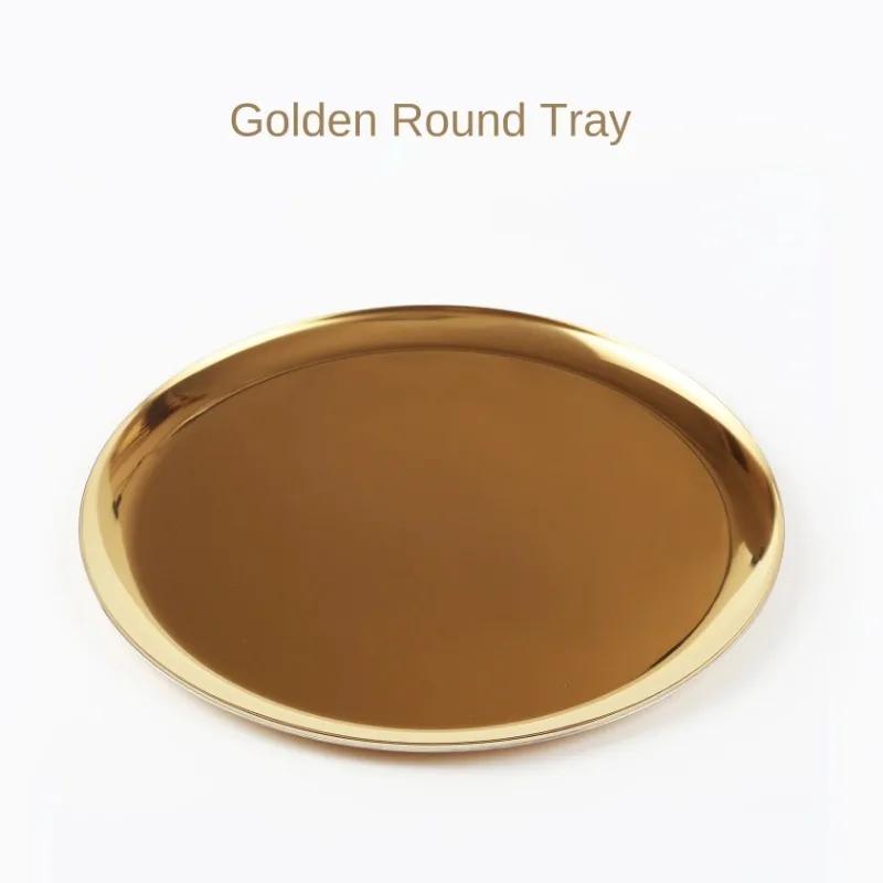 Severský Ins Kovový Podnos Zlatý Kulatý Talíř Podnos na Ukládání Šperků Dánsko Jednoduché Jídelní Talíře Domácí Dekorativní Podnosy