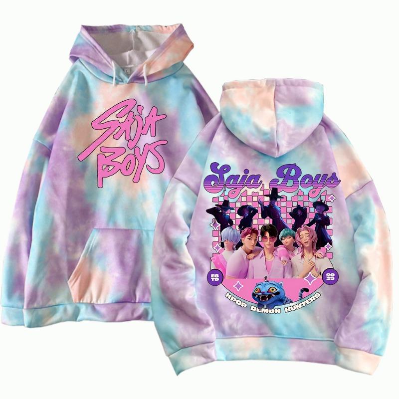 Anime Kpop Cazador de Demonios Moda Sudadera con Capucha para Mujer Sudadera Anime Harajuku Jersey Tops para Niños Ropa de Calle