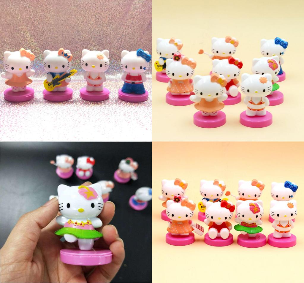 Entzückendes Hello Kitty Miniatur-Puppenhaus-Dekor Acht-teiliges Set Perfekt für Kuchen und Gärten