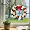 Waterproof Glass Window Film Ocean Style Christmas Wreath Stickers, PVC Static Decals with Sunproof Stickers Conch And Shell Elements, Seaside Clings