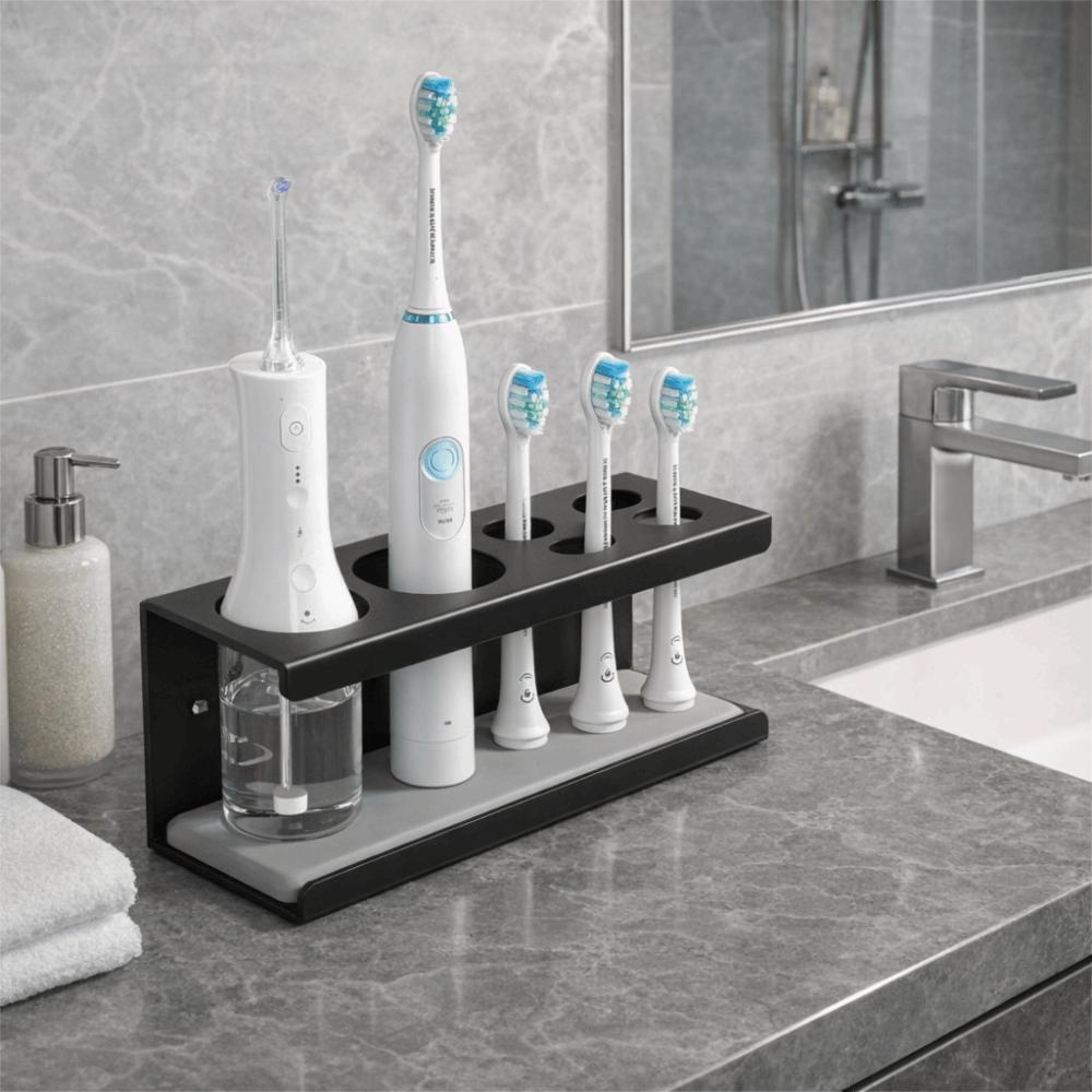 Large Capacity Toothbrush Toothpaste Holder Space Aluminum Makeup Brush Rack For Bathroom