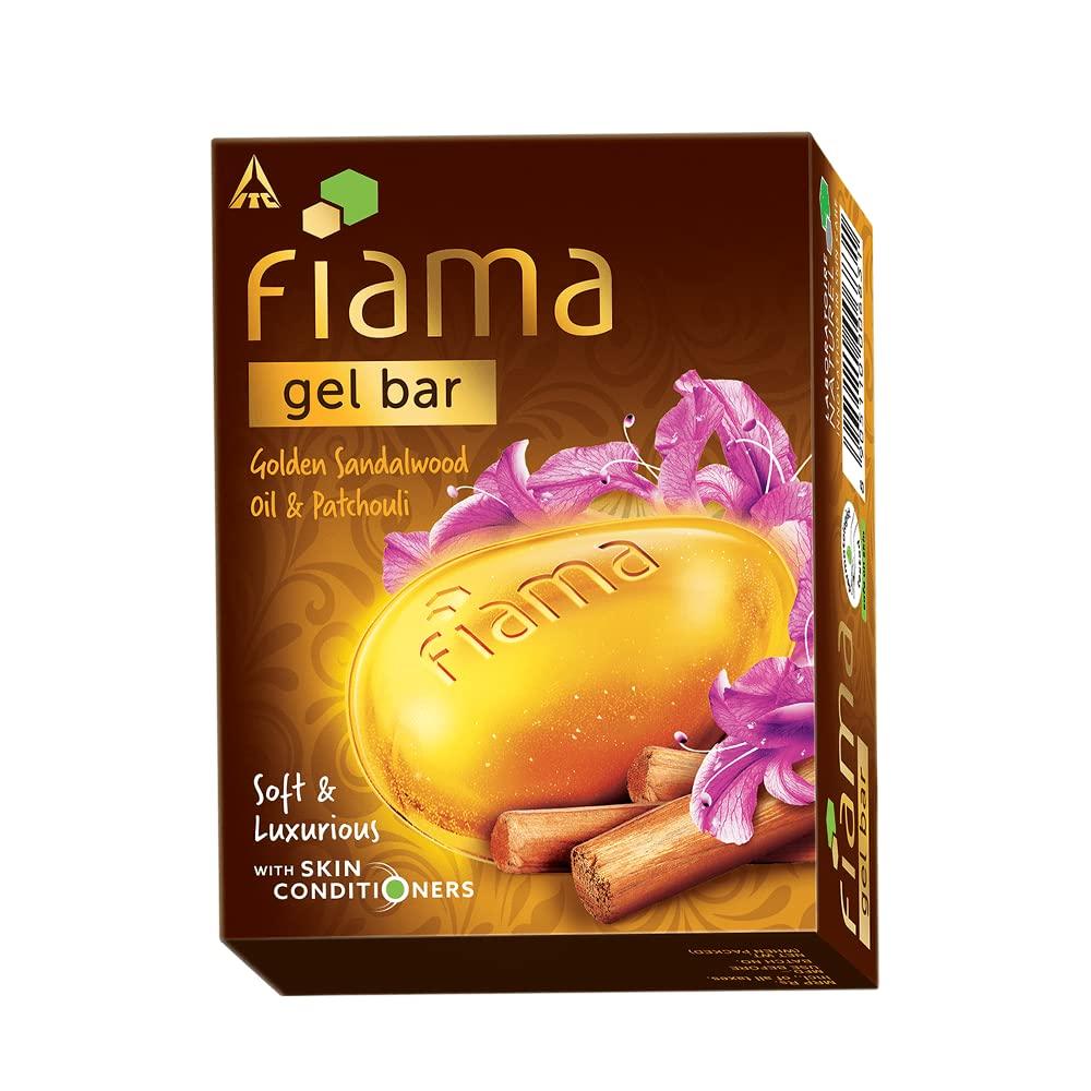 Fiama Gel Bar Goldenes Sandelholzöl und Patschuli 125GX3 Badeseife für Frauen Männer Feuchtigkeitsspendende Weiche Luxuriöse Haut Alle Hauttypen