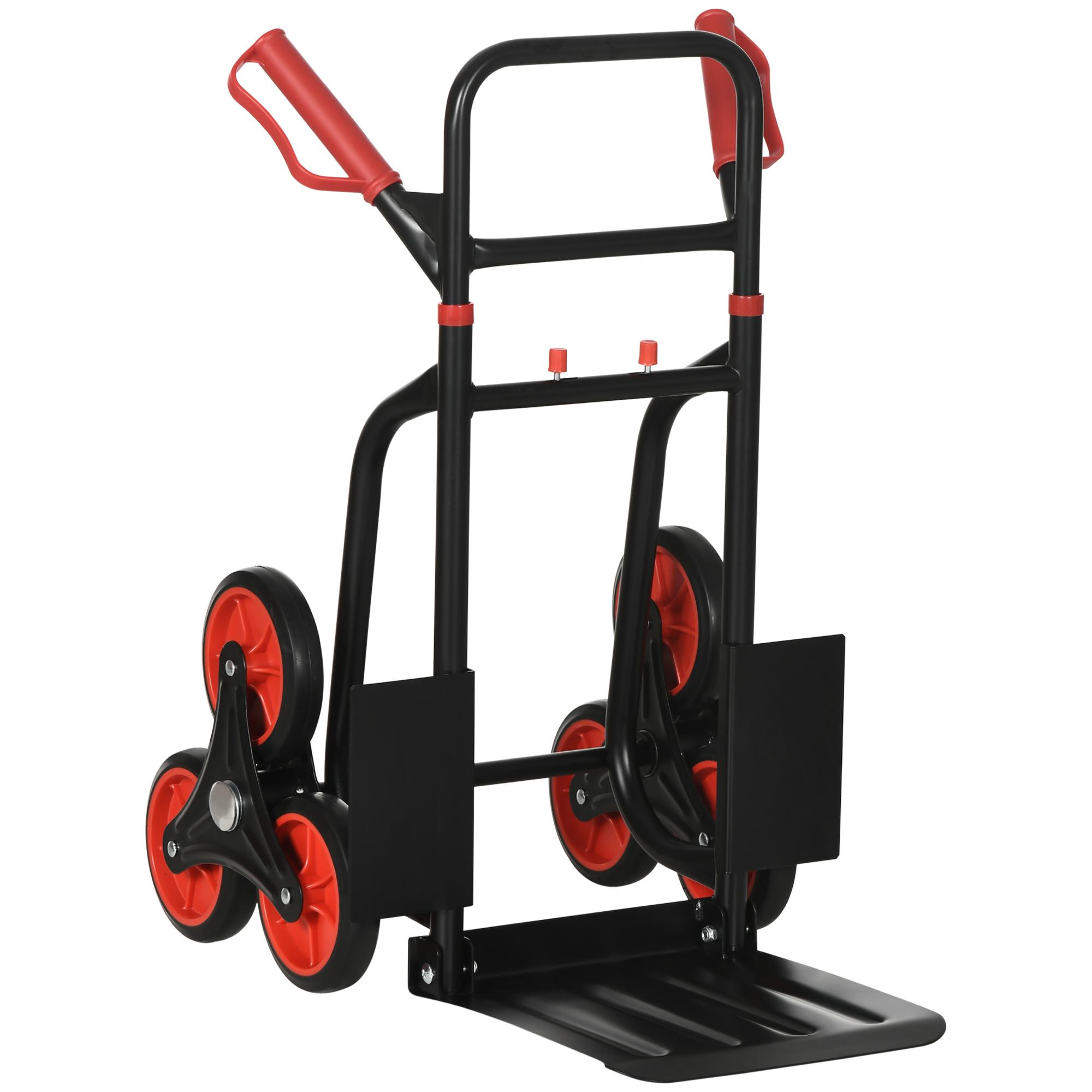 Diable Escaliers Charge Lourde Chariot Pliable à Roues Multi-usages Sac Chariot en Acier Chariot de Déménagement 120kg Rouge