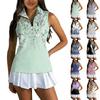 Camiseta Polo de Golf sin Mangas para Mujer con Cuello Cremallera Estampada Camiseta sin Mangas Deportiva para Deportes Tenis Running Entrenamiento Ejercicio