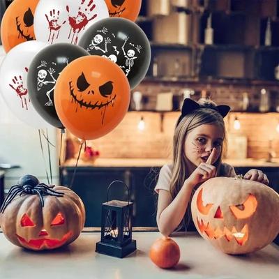 100/10Pcs Scary Halloween Balloons Kids Toys Pumpkin Skeleton Ghost Bar Party Decor Balloon Halloween Black Orange Latex Balloon