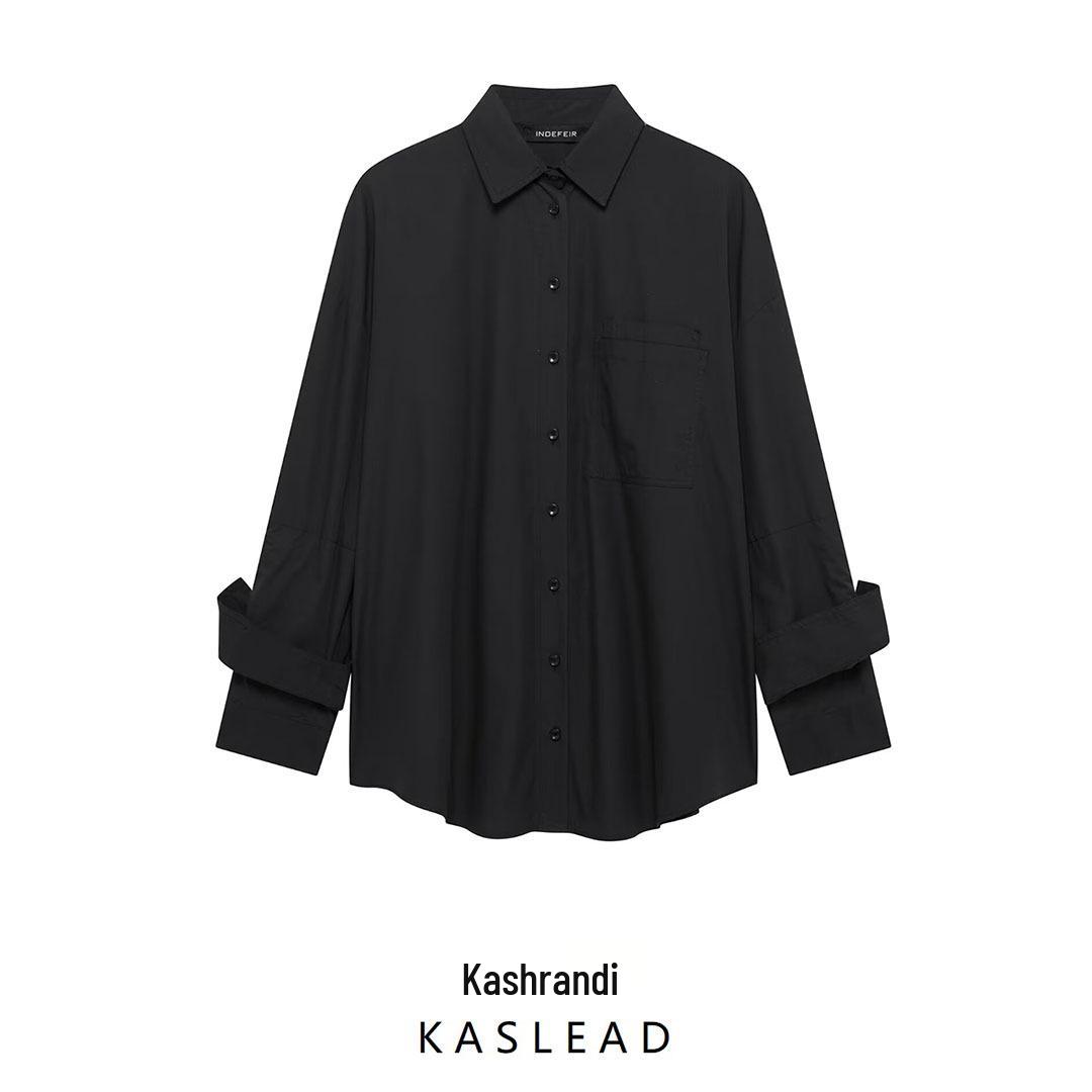 

2025 Spring Women s European & American Style Long Sleeve Loose Poplin Shirt L