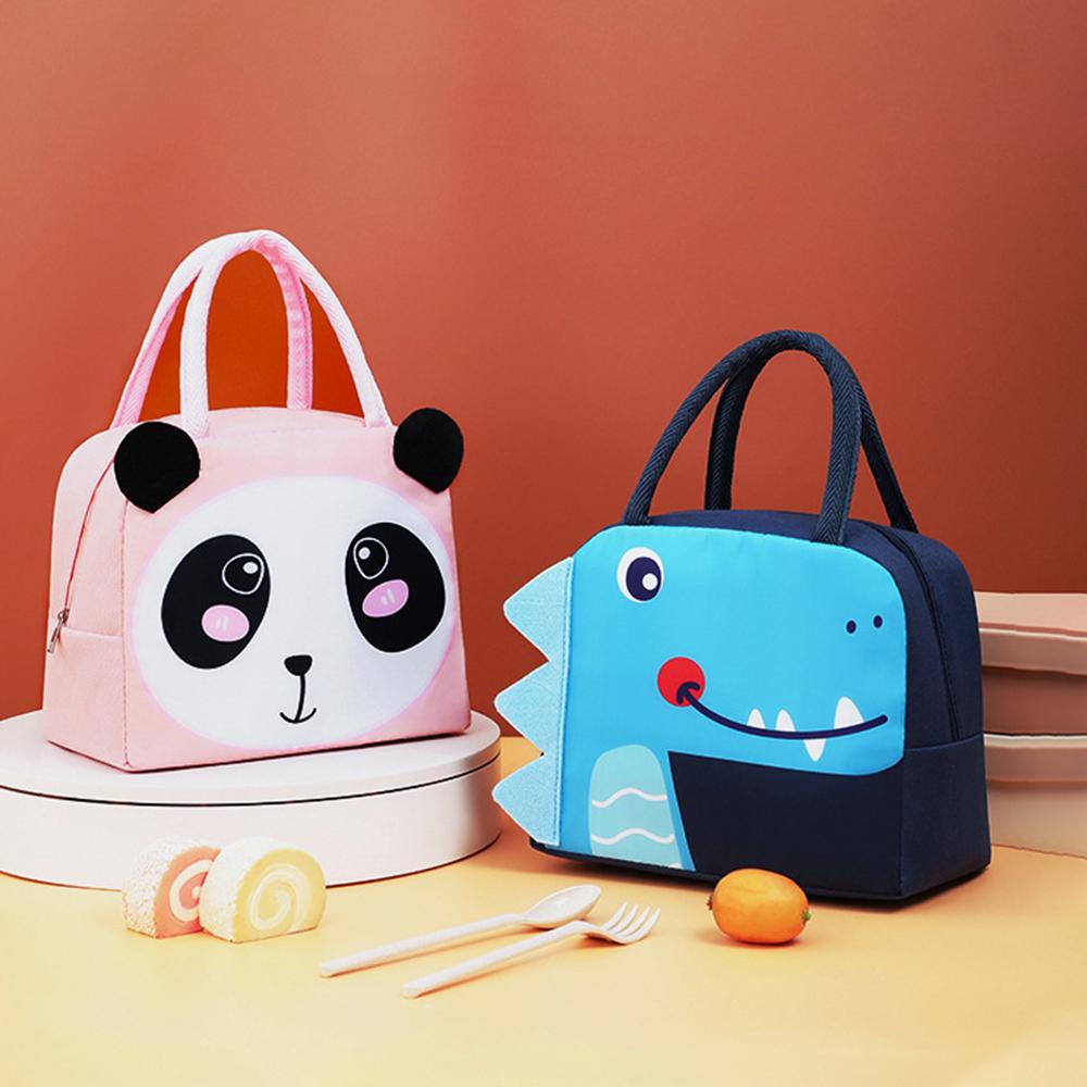 3D Cute Cartoon Lunch Box Bag for Students - Insulated Thermal Food Carrier, Portable Handheld Meal Tote with Keep Warm Pocket
