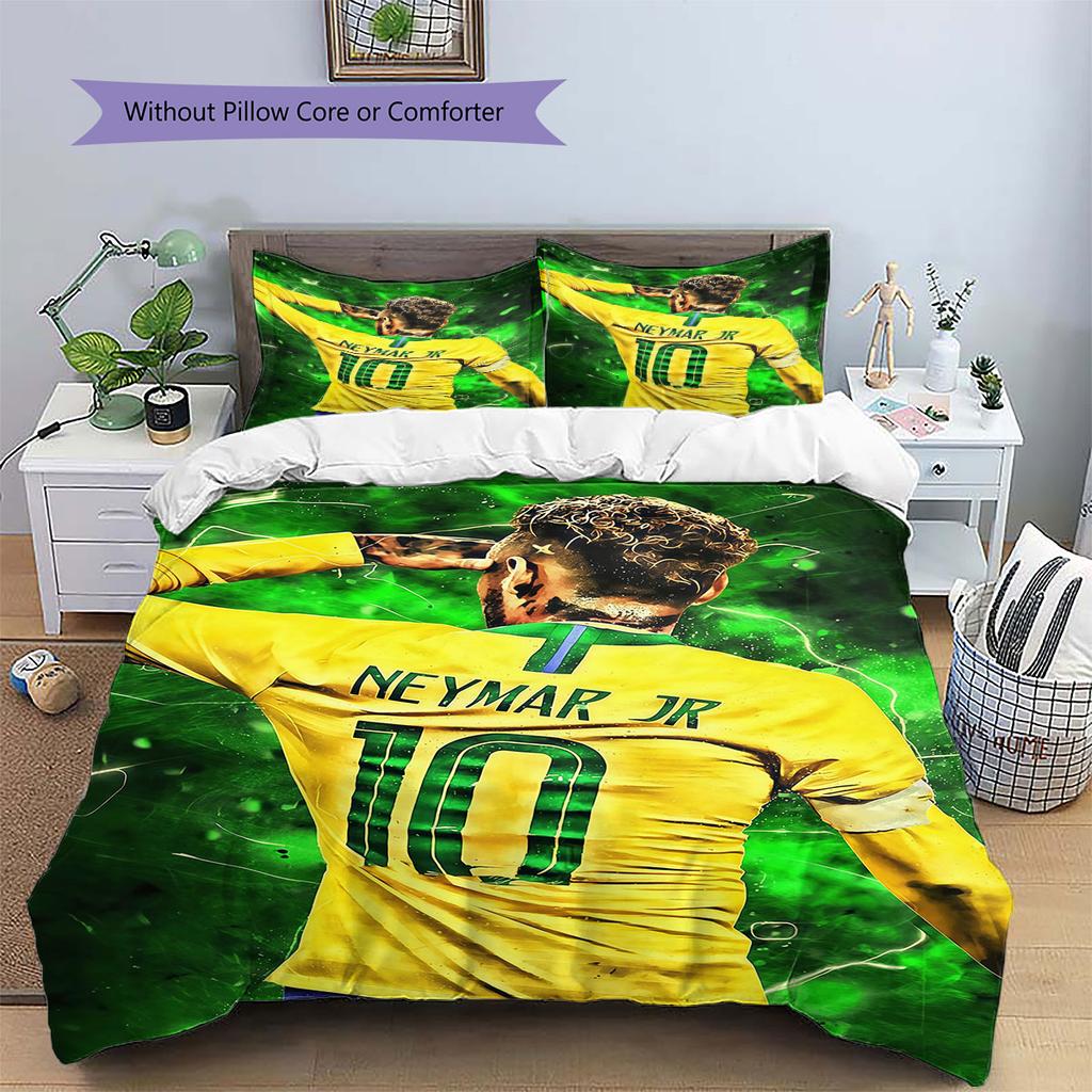 Neymar Pattern Bedding,Quilt Set Quilt Cover Pillowcase Home Birthday Gift(1 * duvet cover + 2 * pillowcase, without core)