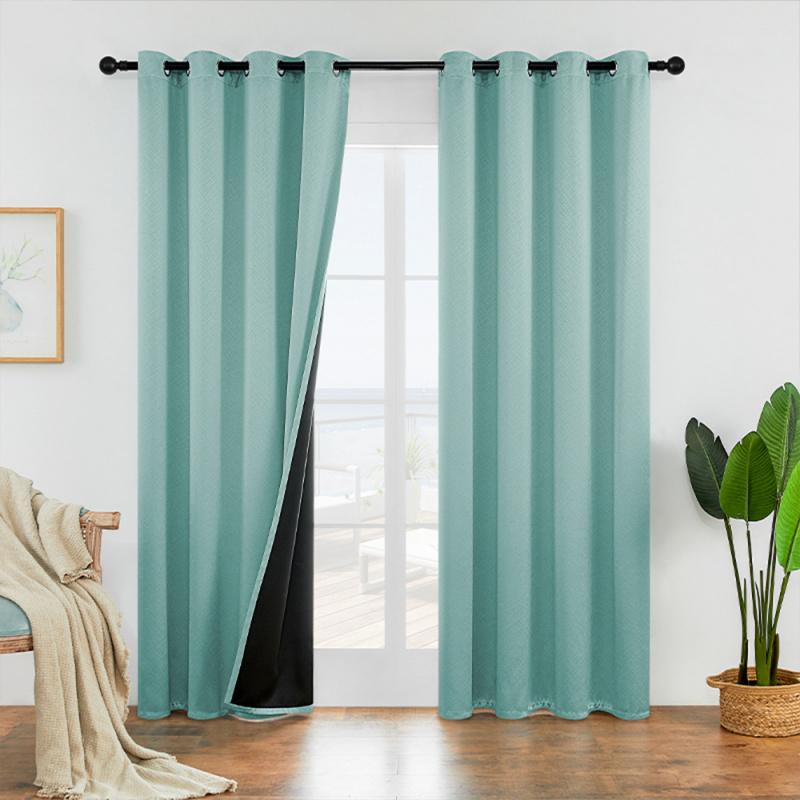 Delivery Finished Product Amazon Cross-Border Full Shade Cloth Lager Curtain Punching Bedroom Living Room Foreign Tradecurtains