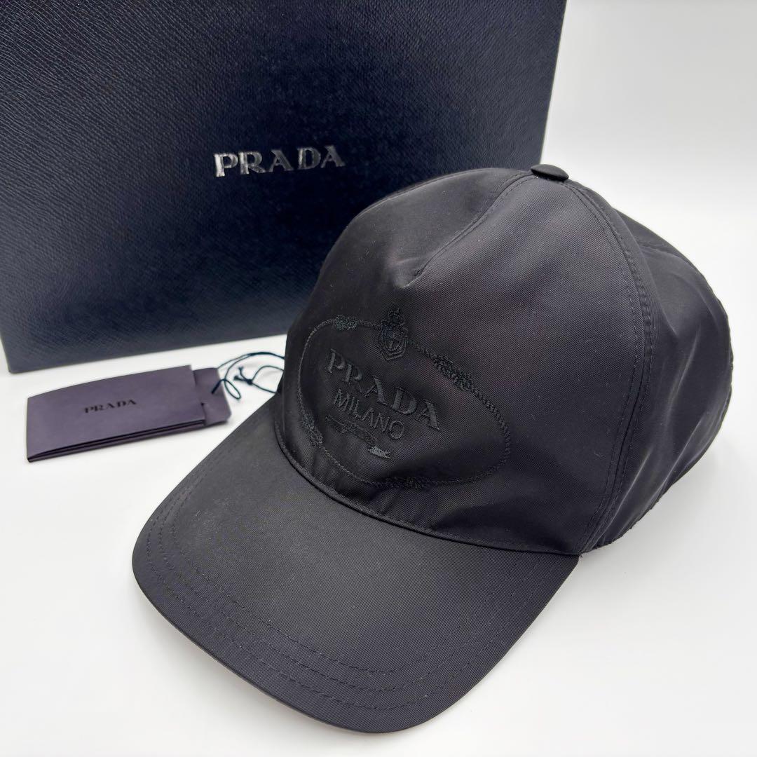 

[USED] Goku PRADA Baseball Cap with Embroidered Logo, Black, Size XL