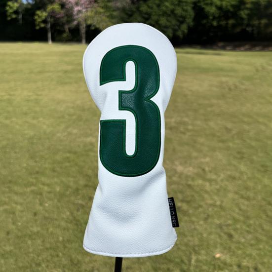 Faux Leather Golf Club Head Cover for Drivers Fairway Woods Hybrids No.1/3/5/U Headcover Soft Velvet Green Putter Head Protector