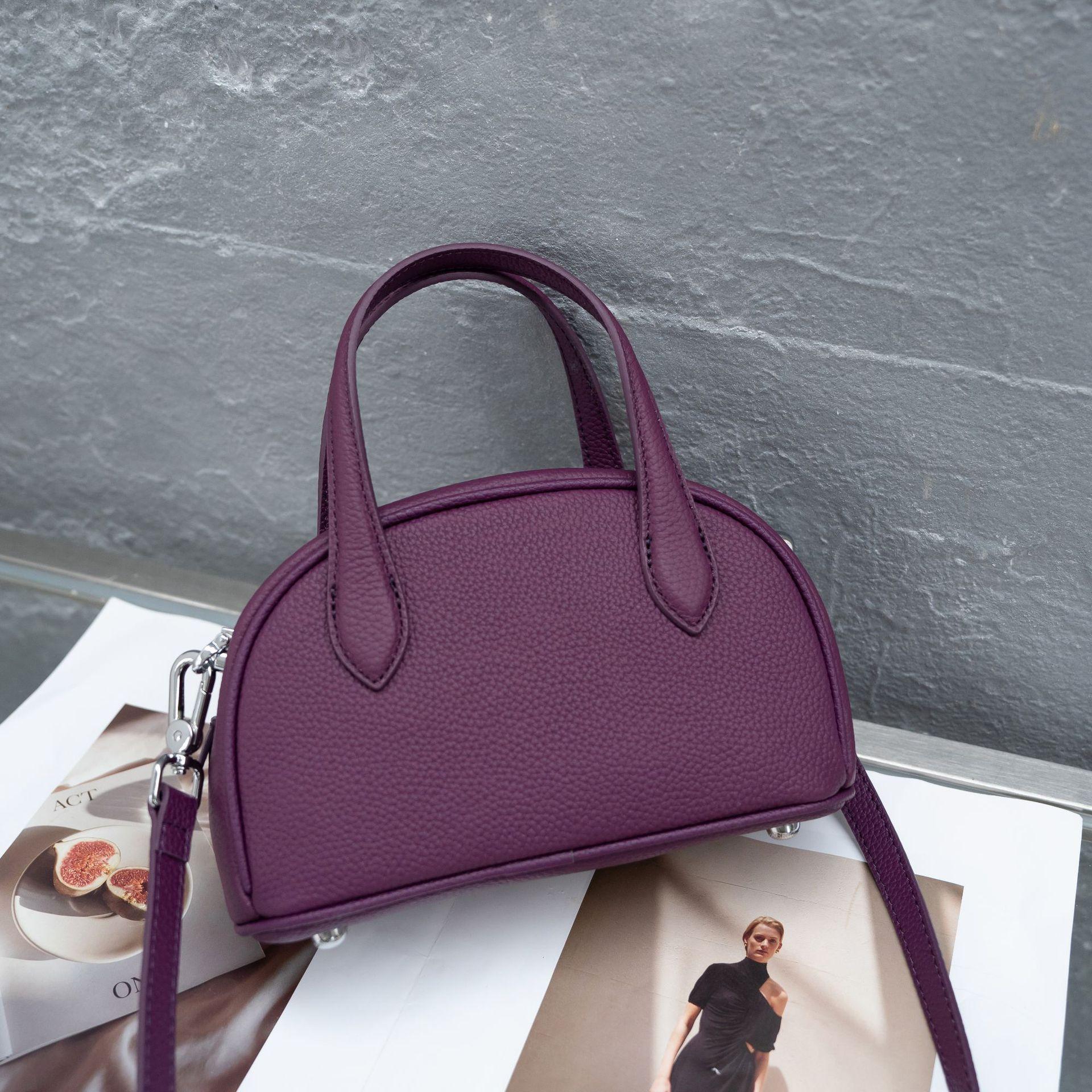 

Сумка-мессенджер из коровьей кожи, женская, большая вместимость, портативная, для поездок на работу, модная, универсальная, простая, на молнии, сумка-тоут из натуральной кожи фиолетовый