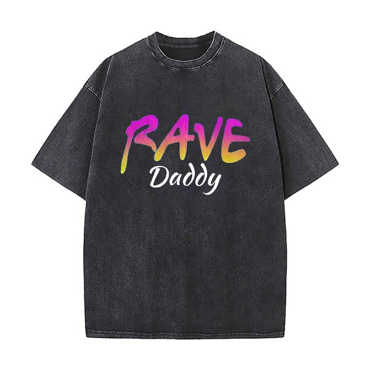 

Rave Daddy Funny Festival Meme Washed Vintage TShirts Street Hip Hop Retro Punk T Shirt S