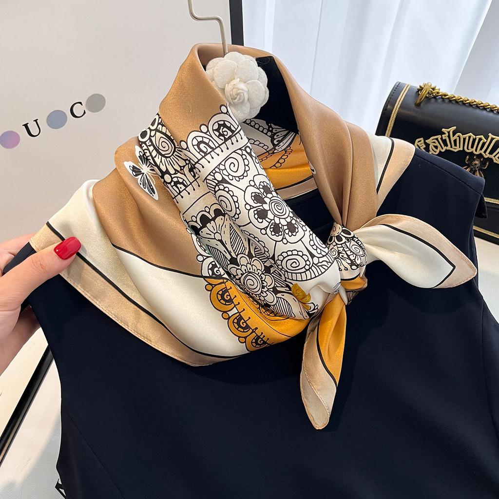 100% Pure Silk Scarf Women Foulard Square Female Headkerchief Mulberry Luxury Neckerchief Lady Shawl Wraps Hijab Bandana Scarves