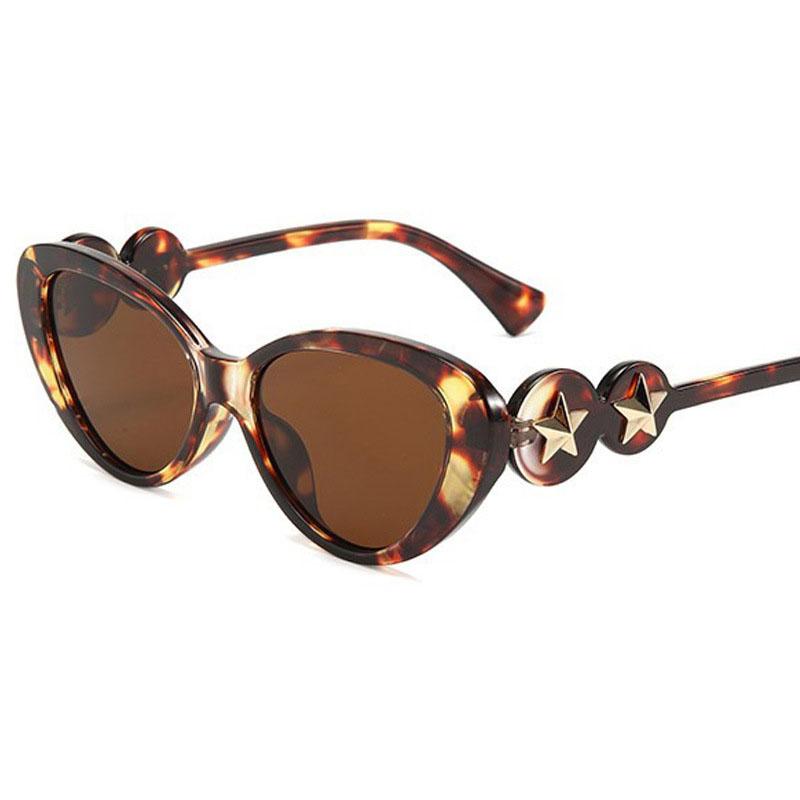 Sexy Ladies Luxury Brand Designer Cat Eye Sunglasses Women For Men Vintage Punk Sun Glasses Trending Big Frame Metal Star Shades
