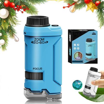 Microscopio portátil de juguete para niños con luz LED, microscopio de bolsillo para experimentos científicos, educación y exploración.