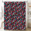Lebhafter Blumendruck Duschvorhang Dekor Zuhause Bad Wasserdicht Stoff Dekoration Rosa Blau Rot Schwarz Weiß 60X72 Zoll (152Cm X 183