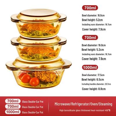 Heat-Resistant Glass Bowl Set with Lids