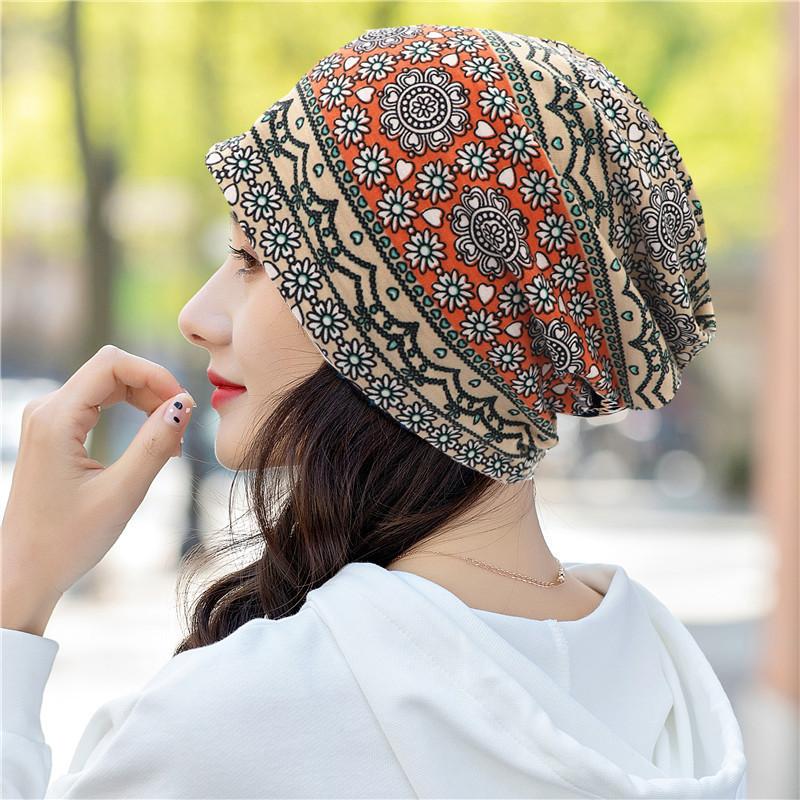 Unisex Beanie Scarf 2-in-1 Ethnic Print Knit Hat with Neck Warmer - Windproof Stretchable Cap for Winter -30°C Cold Proof