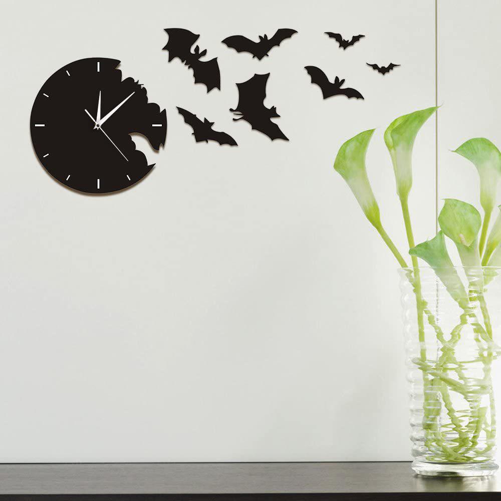 Silent Bat Silhouette Wall Clock - Modern Black Scary Bat Home Decor Clock