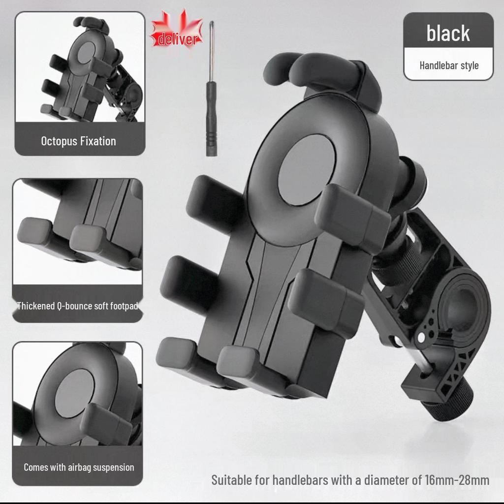 Bicycle & Motorcycle Phone Holder: Anti-Shake, Anti-Vibration, Universal Fit for Electric Vehicles & Delivery Use