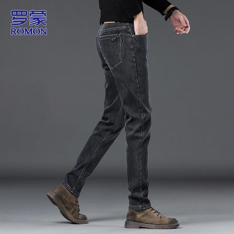 ROMON Men's Straight Slim-fit Casual Jeans