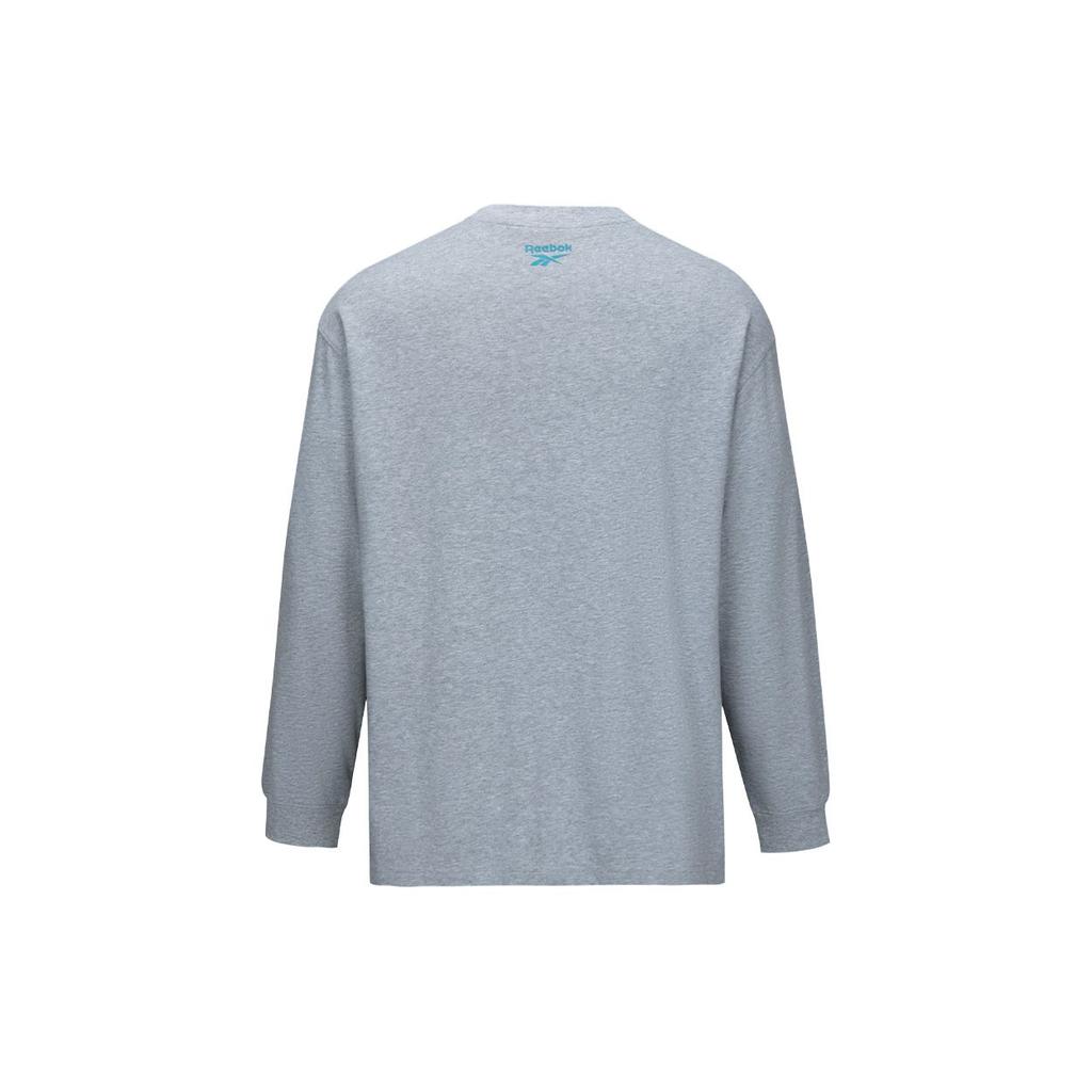 Reebok Round Neck Fashion Casual Logo Print Long Sleeve T-Shirt Unisex Tops Light-Gray 24FRM507UGG3