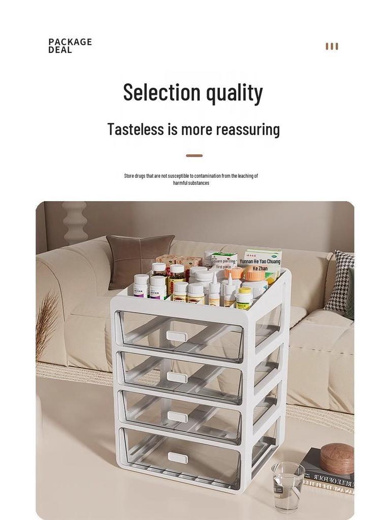 Large Capacity Family Medicine Storage Organizer Drawer Type Cabinet