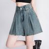 Women's High-Waist Washed Wide-Leg Denim Shorts