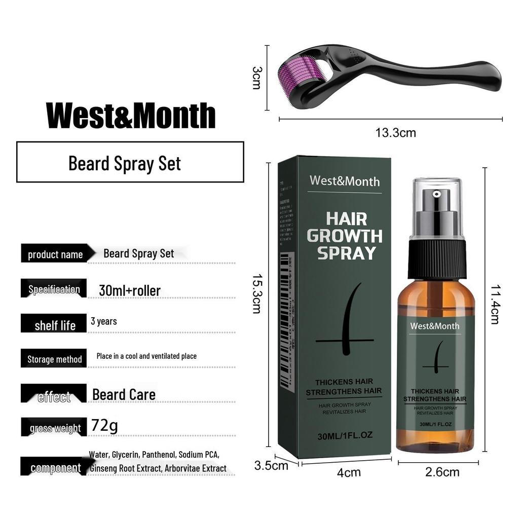 West&Month Men's Beard Nourishing & Moisturizing Spray Set - Smooths & Shines.