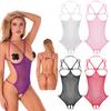 Women Lingerie Open Crotch See-through Crotchless Catsuit Leotard for Clubwear Costumes