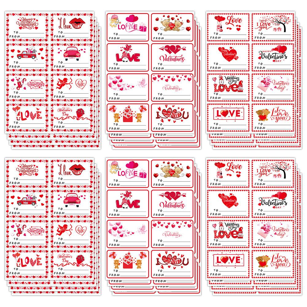 Valentines Gift Day Wrap Labels With Square Selfadhesive Stickers Party For