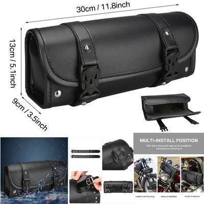Motorcycle Saddlebags PU Leather Front Fork Tail Tool Bag Luggage For Harley Chopper Bobber Cruiser Sportster XL 883 1200 Bag
