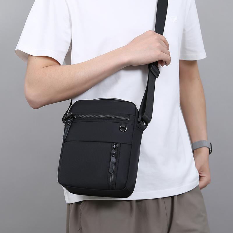 Messenger Sling Bags for Men Casual Oxford Small Zipper Crossbody Pouch Simple Mini Crossbody Phone Bag Male Side Shoulder Bag