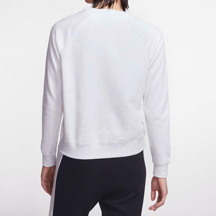 Nike Sportswear Essential Logo Print Knit Crewneck Sweatshirt Women Tops Grey White BV4113-051