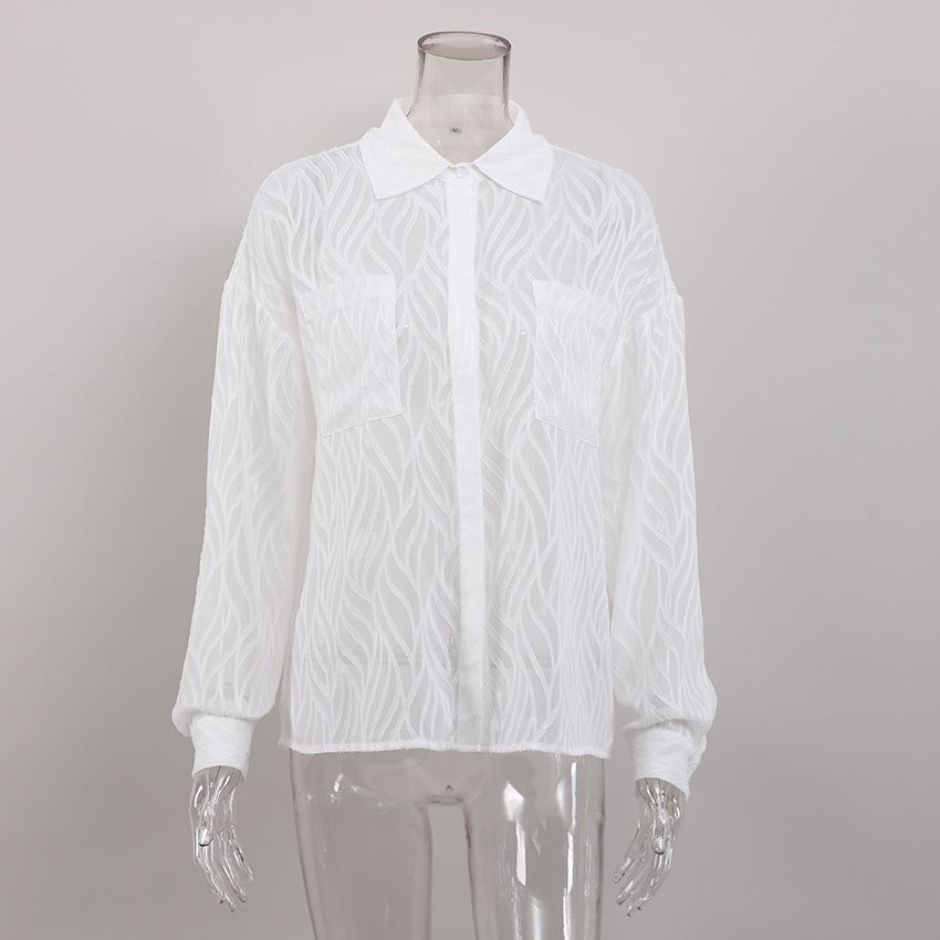 Spring and summer French white texture chiffon shirt women's new perspective thin niche design European and American tops