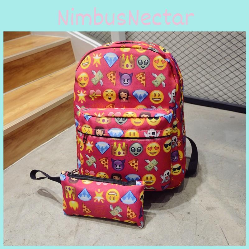 Backpack Kid Emoticons Smiling Face Emoticons Travel Cute Canvas Backpack School