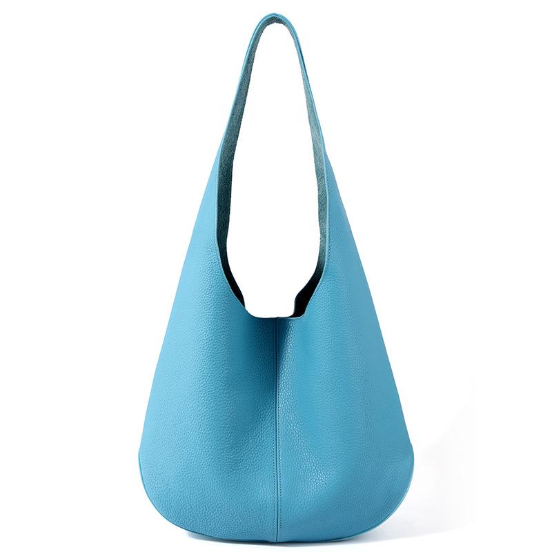 Genuine Leather Women's Bag Versatile Commuting Handbag New Style Temperament Shoulder Bag Bucket Bag Fashionable Cowhide Bag Women