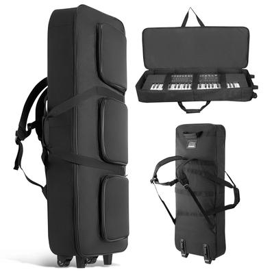 88 Key Keyboard Case, 1040 X 430 X 130 Mm Interior, Padded Rolling Piano Case with Wheels, Sturdy Handle, 3-Pocket Storage