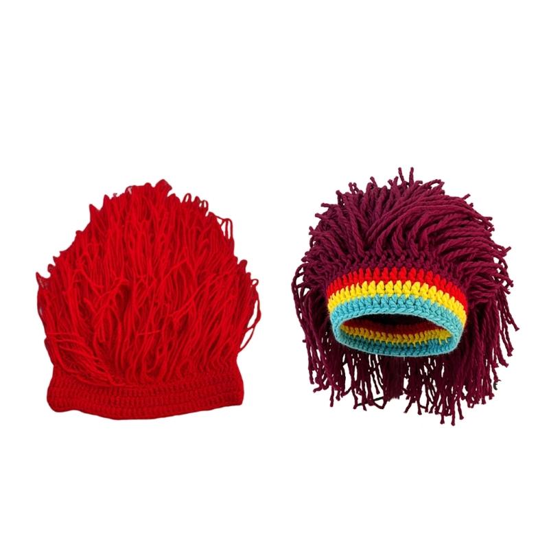 Warm Interlaced Hat With Humorous Hair Fashion Unisex Cold Weather Ear Security For Family