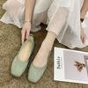 Shallow Flat-soled Single Shoes for Women's Spring and Autumn Versatile Soft Leather Soft-soled Super Soft Doudou Shoes 2025 New Lazy Grandma Shoes