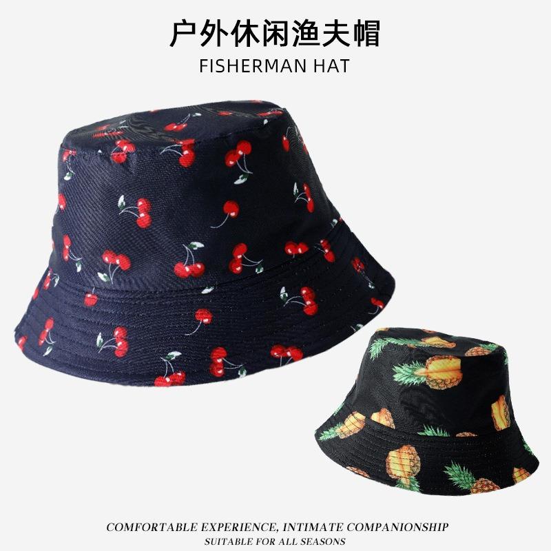 New men's and women's front and back double-sided basin hats, popular printed bucket hats, outdoor casual sun hats