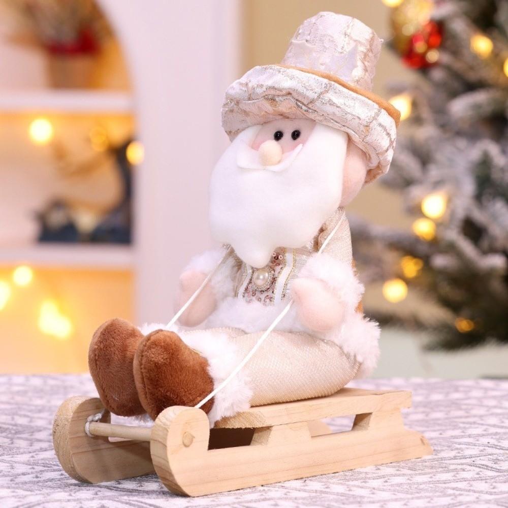 Champagner Weihnachtsdekorationen Cartoon Schneemann Tischpuppe Schlitten Sitzende Puppe Tischaufsteller