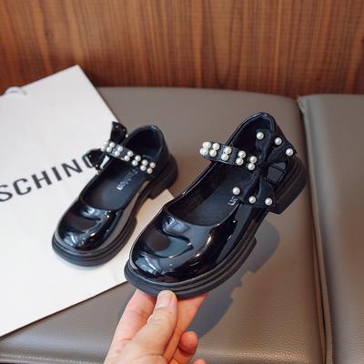2024 New Simple Children Fashion Casual Shoes Versatile Soft Princess Shoes for Party Wedding Shows PU Pearls Cute Kids Shoes