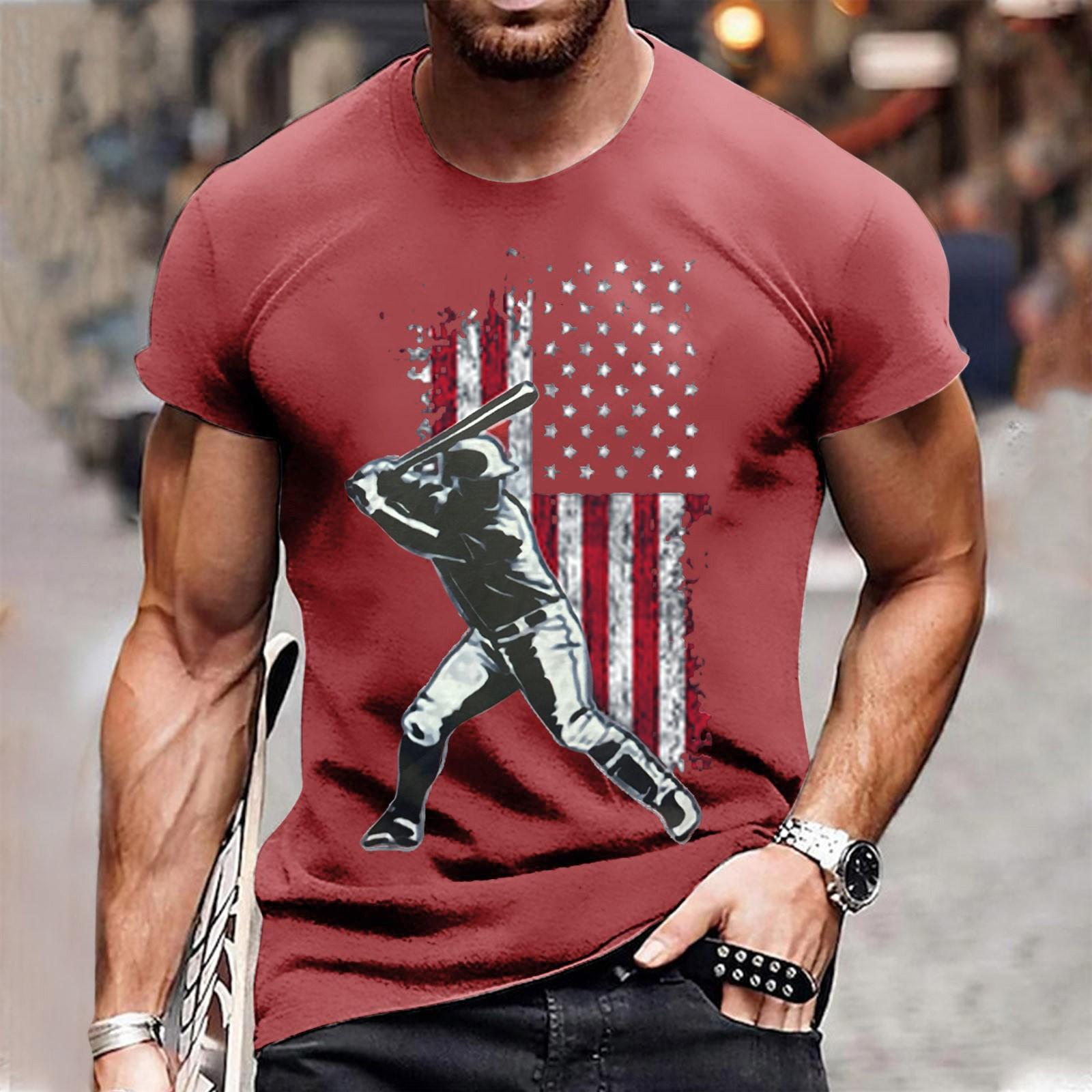 

Летний винтажный бейсбольный пуловер с круглым вырезом и короткими рукавами с буквенным принтом M красный