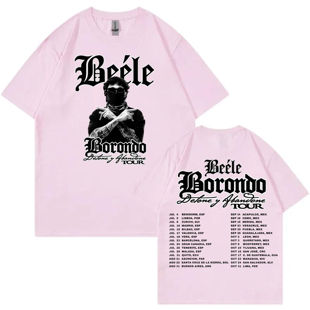 Rapper Beele Borondo Tour 2026 T-shirtUnisex Fashion Vintage Short Sleeve T-shirts Summer Casual Loose 100%cotton T Shirt
