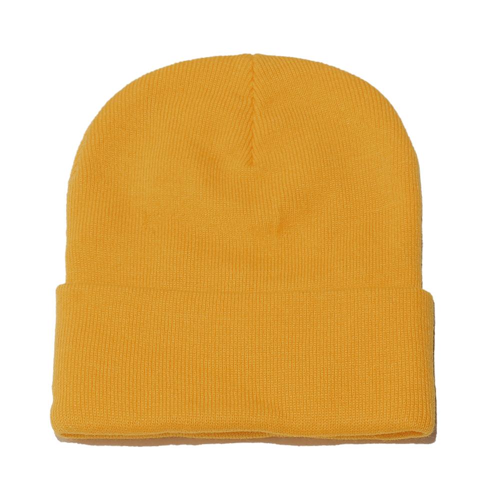 High Quality Solid Color Acrylic Wool Hat Outdoor Warm Cold Hat Monochrome Knitted Hat Pullover Hat for Men and Women