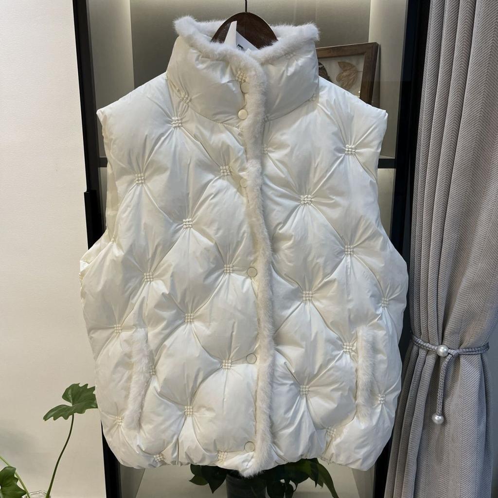 Fashion Stand Collar Cotton-Padded Vest Jacket Women's Warm Outerwear 2025 Winter Lightweight Sleeveless Waistcoat Female