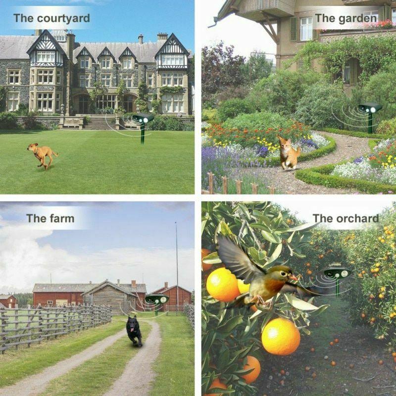 Venkovní solární ultrazvukový odpuzovač škůdců PIR Garden Fox Odpuzovač psů a koček